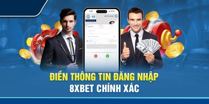 Màn hình đăng nhập 8xbet trên điện thoại hiển thị ô tài khoản, mật khẩu và nút xác nhận