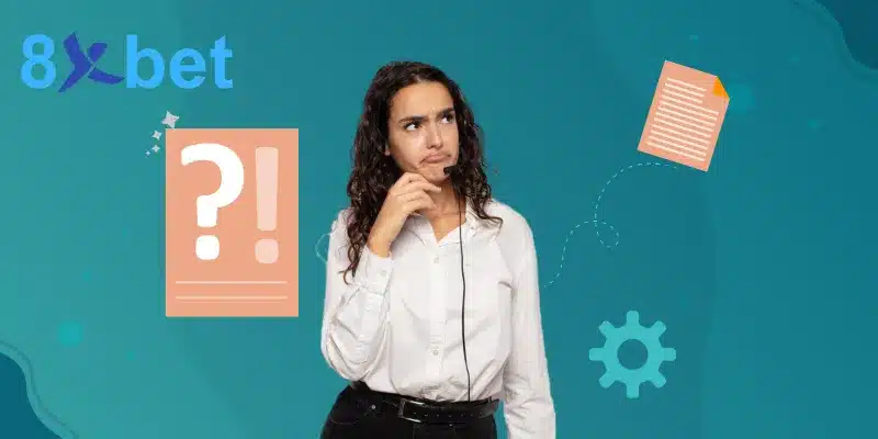Cô gái chống cằm suy nghĩ cạnh biểu tượng dấu hỏi, minh họa câu hỏi 8xbet có lừa đảo không