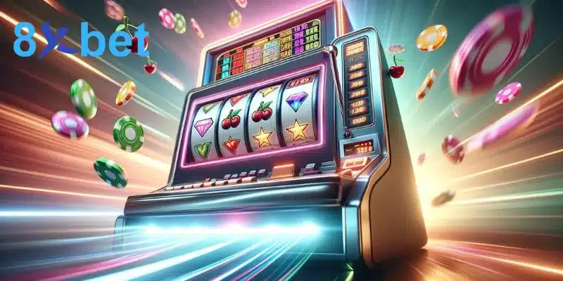 Máy slot video bốn cuộn với biểu tượng kim cương, anh đào và ngôi sao, gợi ý cách chọn máy slot theo loại máy