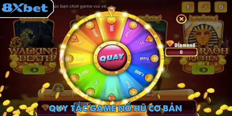 Vòng quay may mắn nhiều màu với nút Quay ở giữa trong sảnh game nổ hũ
